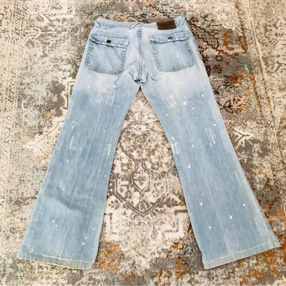 Von Dutch Light Blue Distressed Flare Jeans - Picture 12 of 16